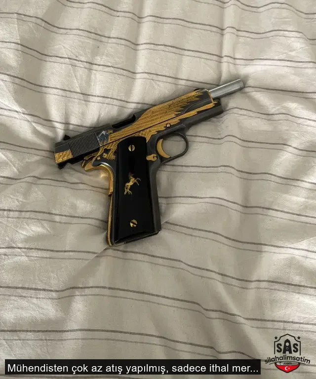 Mühendisten çok az atış yapılmış, sadece ithal mermi kullanılmış işlemeli 45 ACP Tisaş Zig 1911 Gold - 1