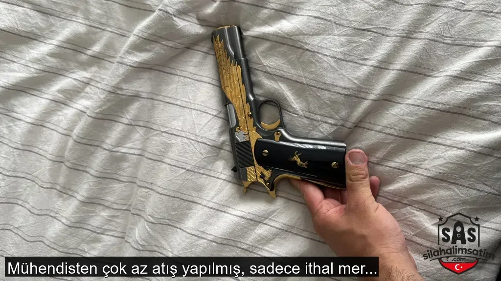 Mühendisten çok az atış yapılmış, sadece ithal mermi kullanılmış işlemeli 45 ACP Tisaş Zig 1911 Gold - 3