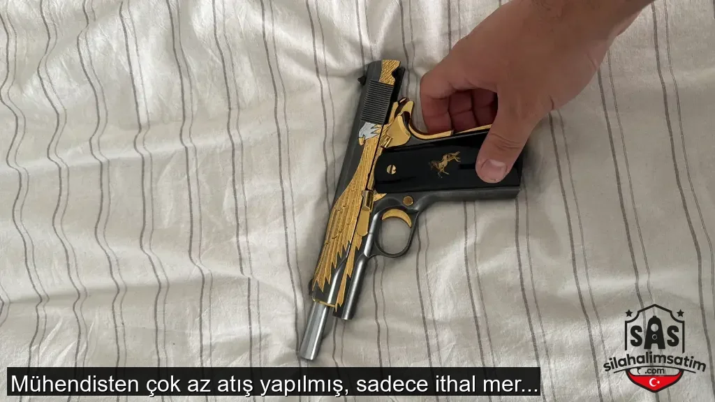 Mühendisten çok az atış yapılmış, sadece ithal mermi kullanılmış işlemeli 45 ACP Tisaş Zig 1911 Gold - 5