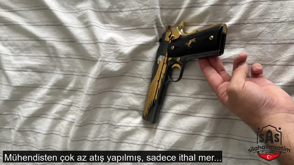 Mühendisten çok az atış yapılmış, sadece ithal mermi kullanılmış işlemeli 45 ACP Tisaş Zig 1911 Gold - 6