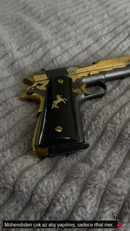 Mühendisten çok az atış yapılmış, sadece ithal mermi kullanılmış işlemeli 45 ACP Tisaş Zig 1911 Gold - 8