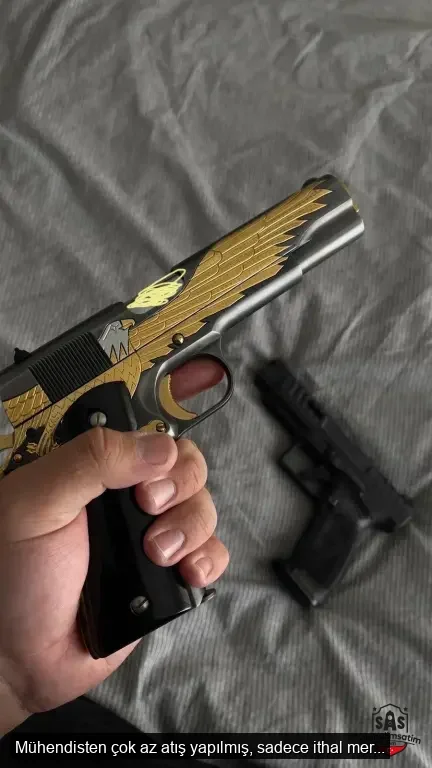 Mühendisten çok az atış yapılmış, sadece ithal mermi kullanılmış işlemeli 45 ACP Tisaş Zig 1911 Gold - 9