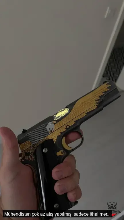 Mühendisten çok az atış yapılmış, sadece ithal mermi kullanılmış işlemeli 45 ACP Tisaş Zig 1911 Gold - 10