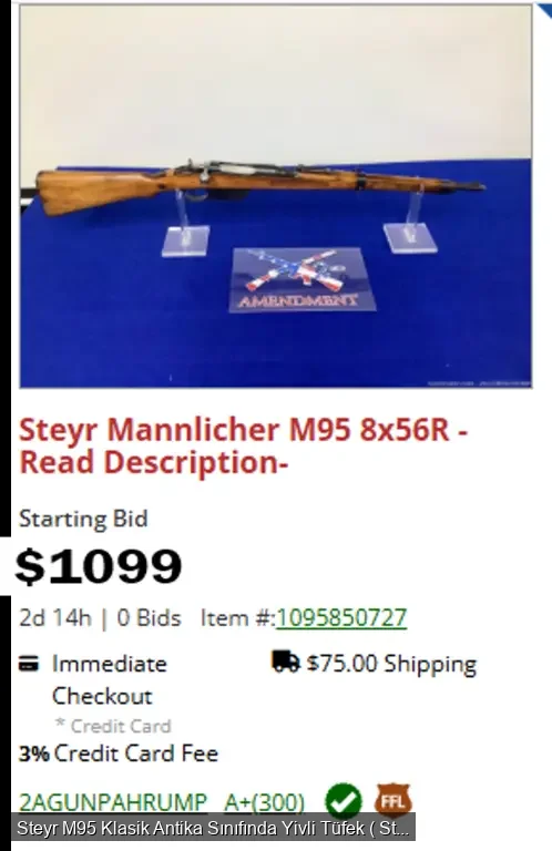 Steyr M95 Klasik Antika Sınıfında Yivli Tüfek ( Steyr Mannlicher M95 ) - 3