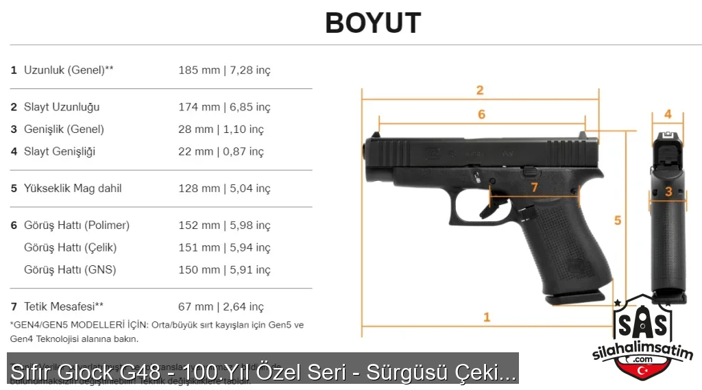 Sıfır Glock G48 - 100.Yıl Özel Seri - Sürgüsü Çekilmemiş - Kolleksiyonluk! - 7